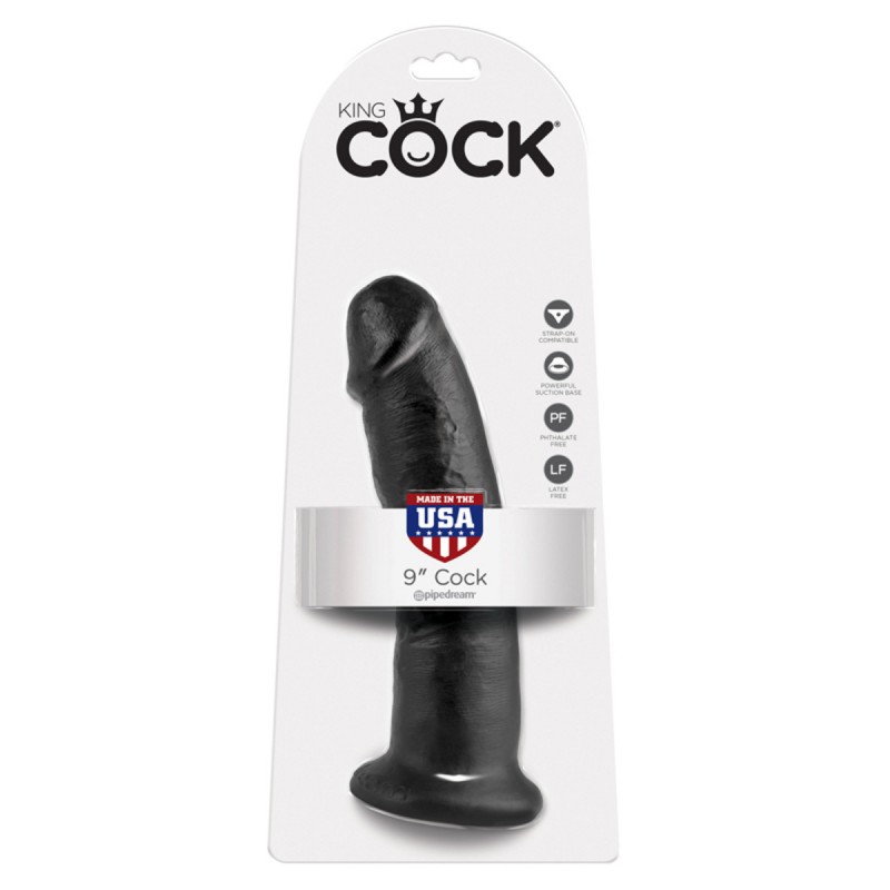 King Cock 9 inch Solid Dildo - Black